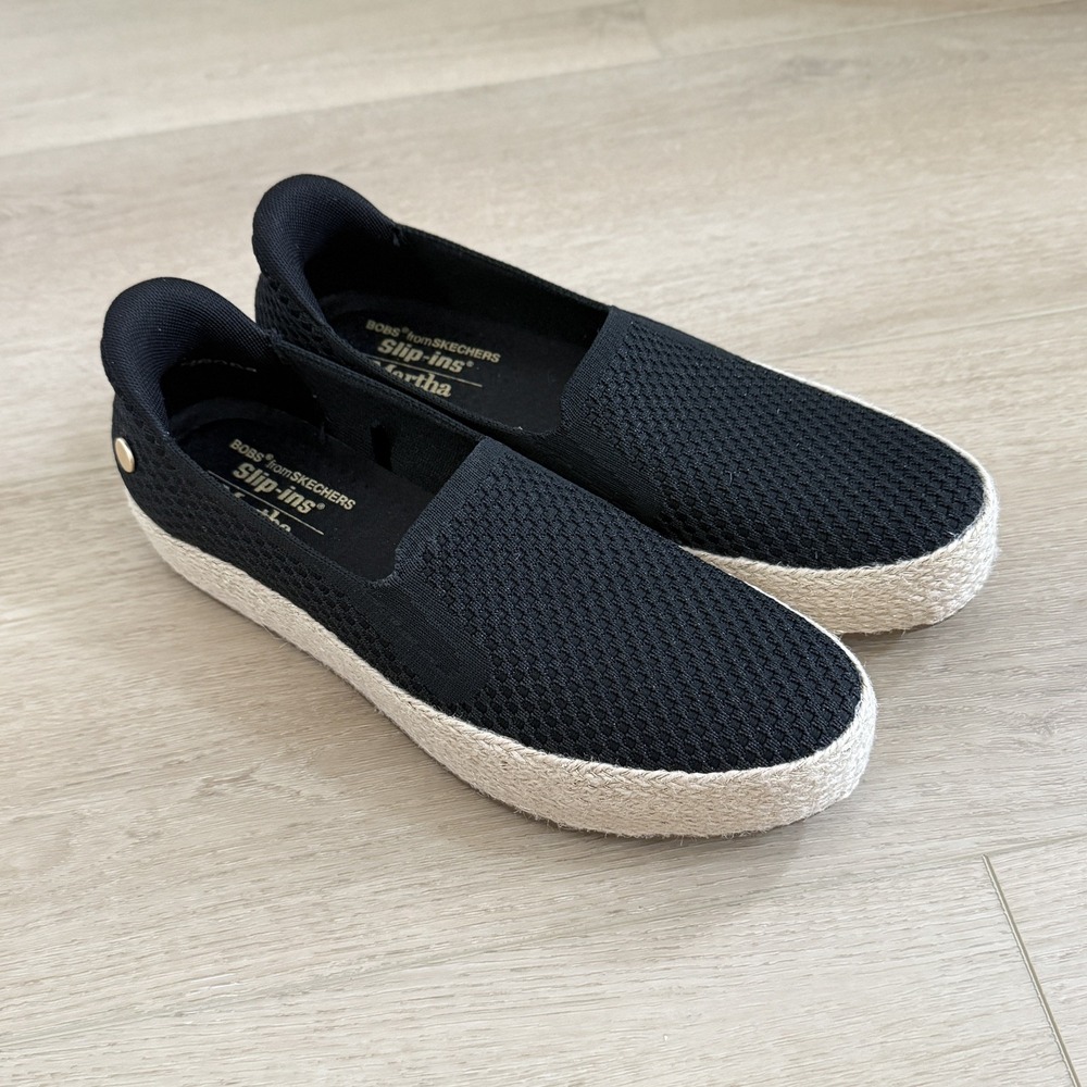 Skechers BOBS Martha Stewart Women's By The Bay Platform Espadrilles Black 10